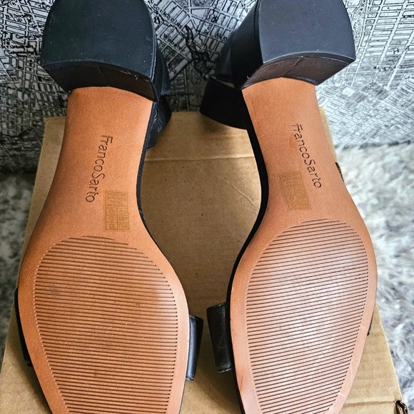 Franco Sarto Leather Blocked Heeled Black Sandals - Picture 4 of 4